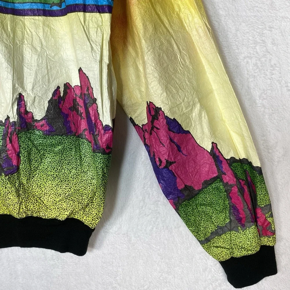 Vtg‎ 1989 Garden of the Gods 10 Mile Run Tyvek Jacket M 80s Neon Retro Running M